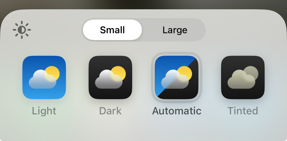 Choosing between light, dark, automatic, and tinted icons in iOS 18.