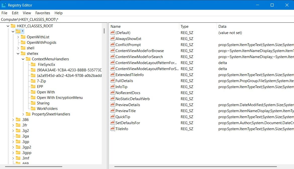 Клавиши контекстного меню в редакторе реестра.