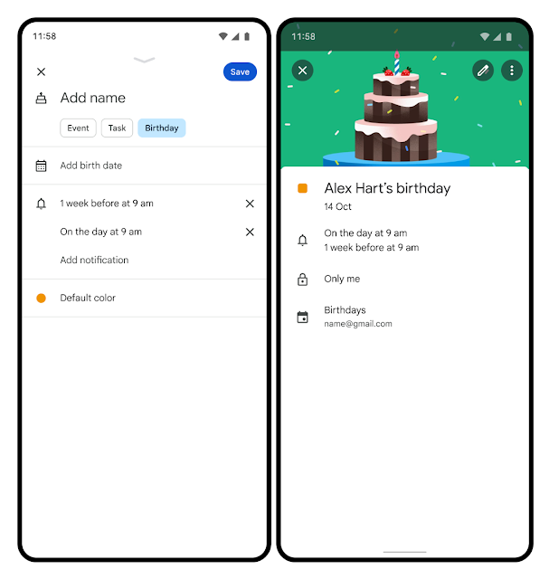 Create birthdays in Google Calendar.