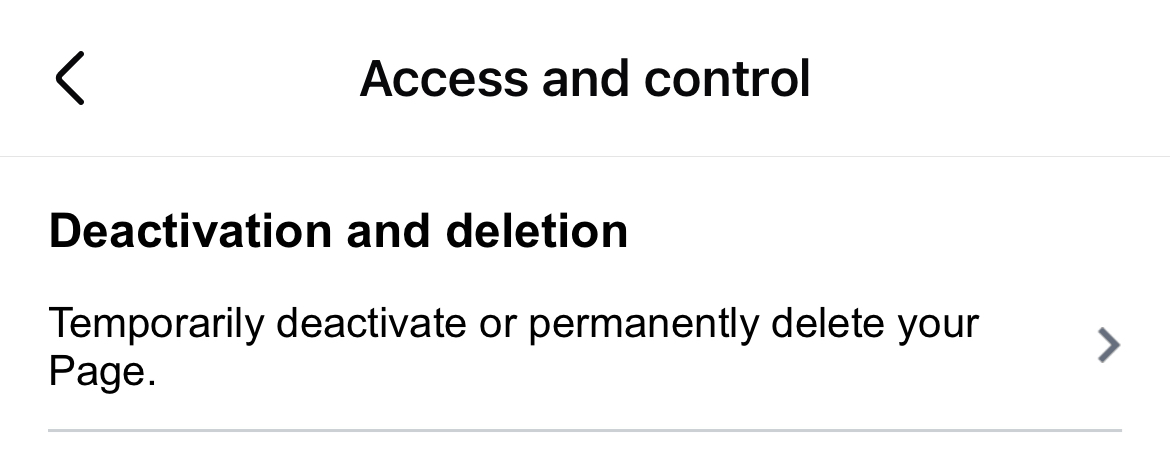 Deactivate or delete a page in Facebook for iPhone.