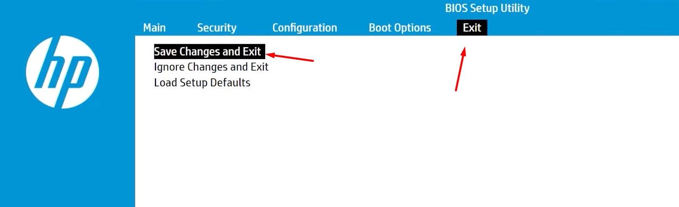 Exit tab in the Boot Bios menu.