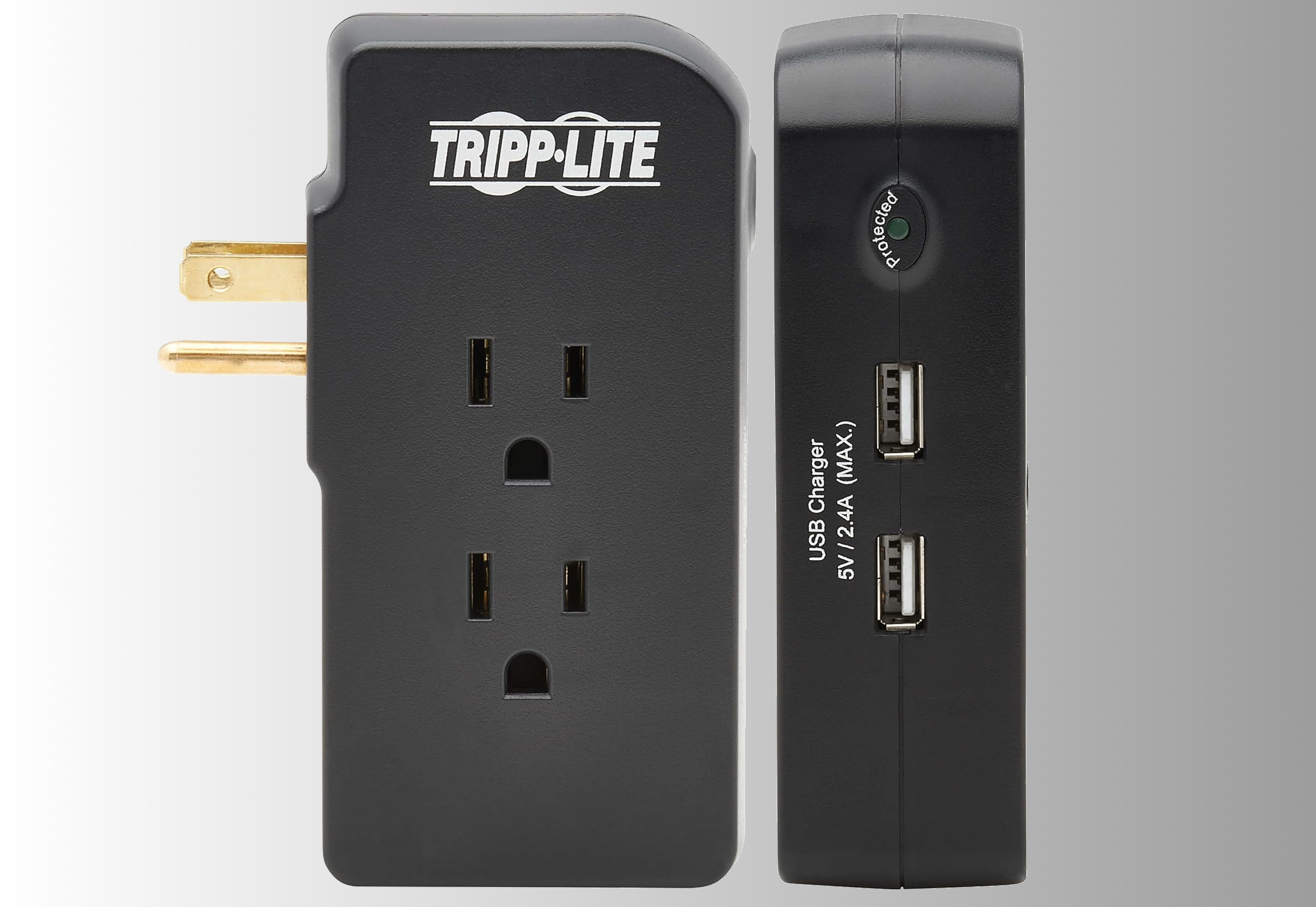 front and side of tripp lite sk3buam wall surge protector