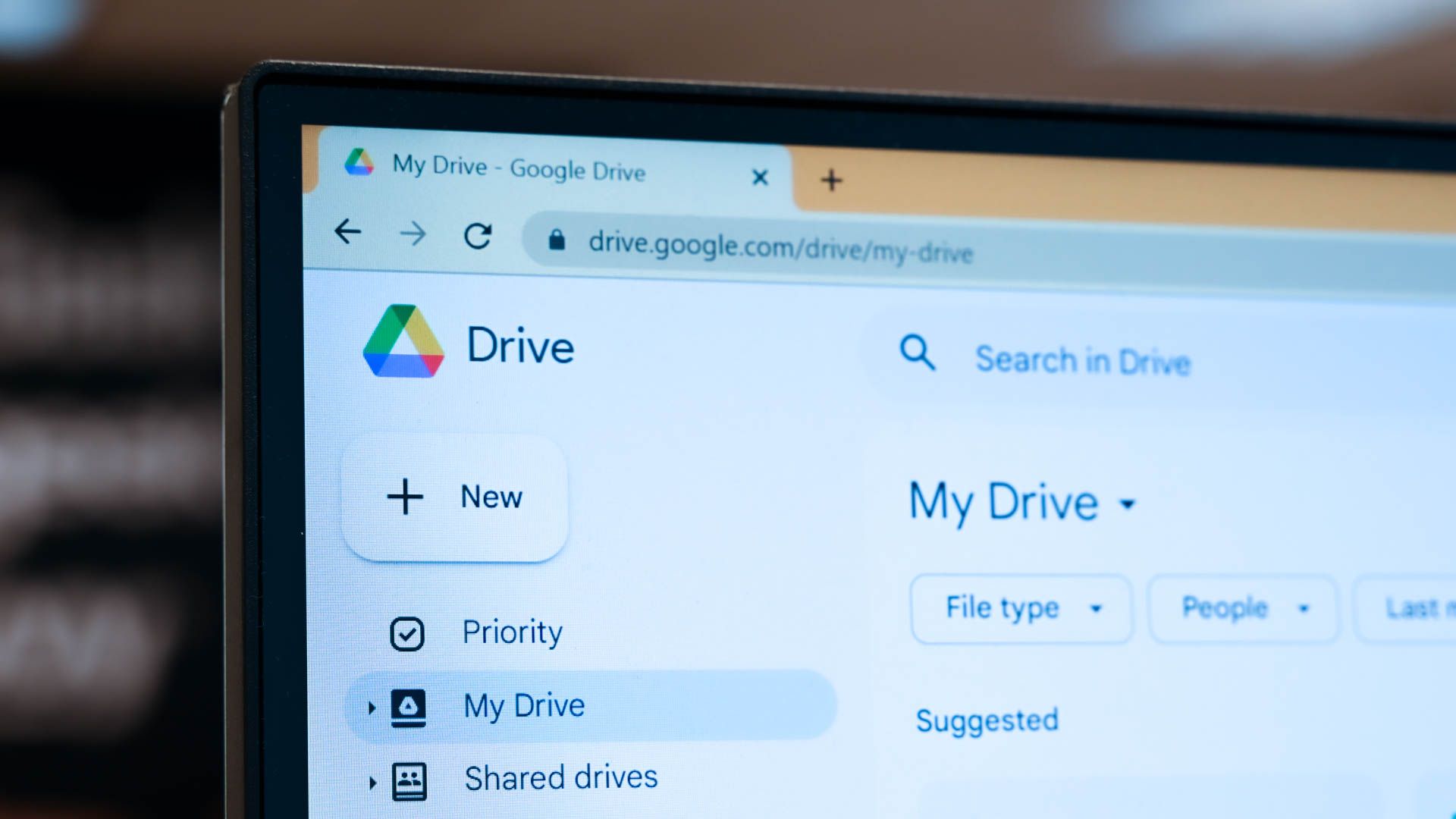 Google Drive seen on a laptop screen.