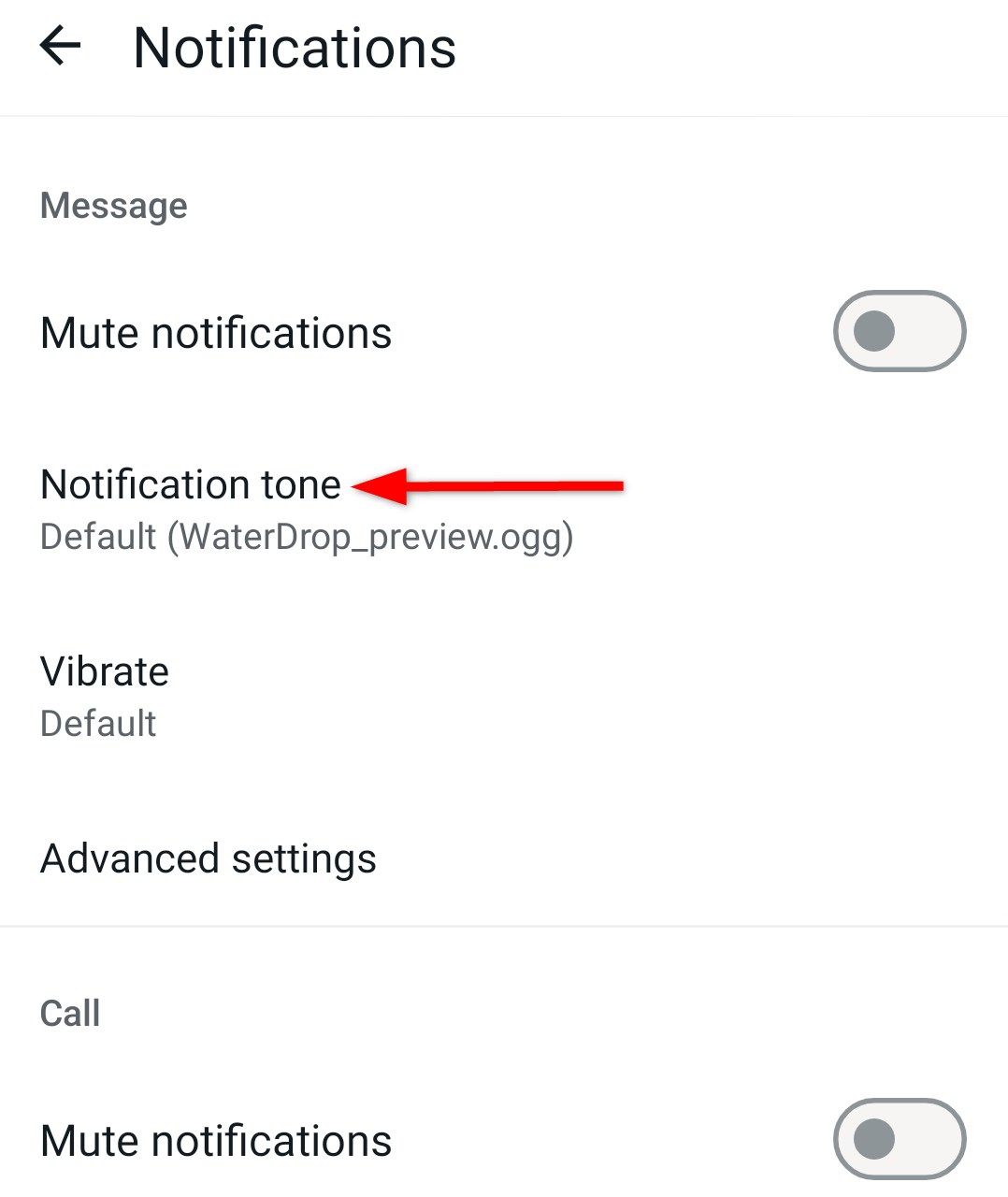 Customizing WhatsApp group notification of specified group chat from 'Notifications' option.