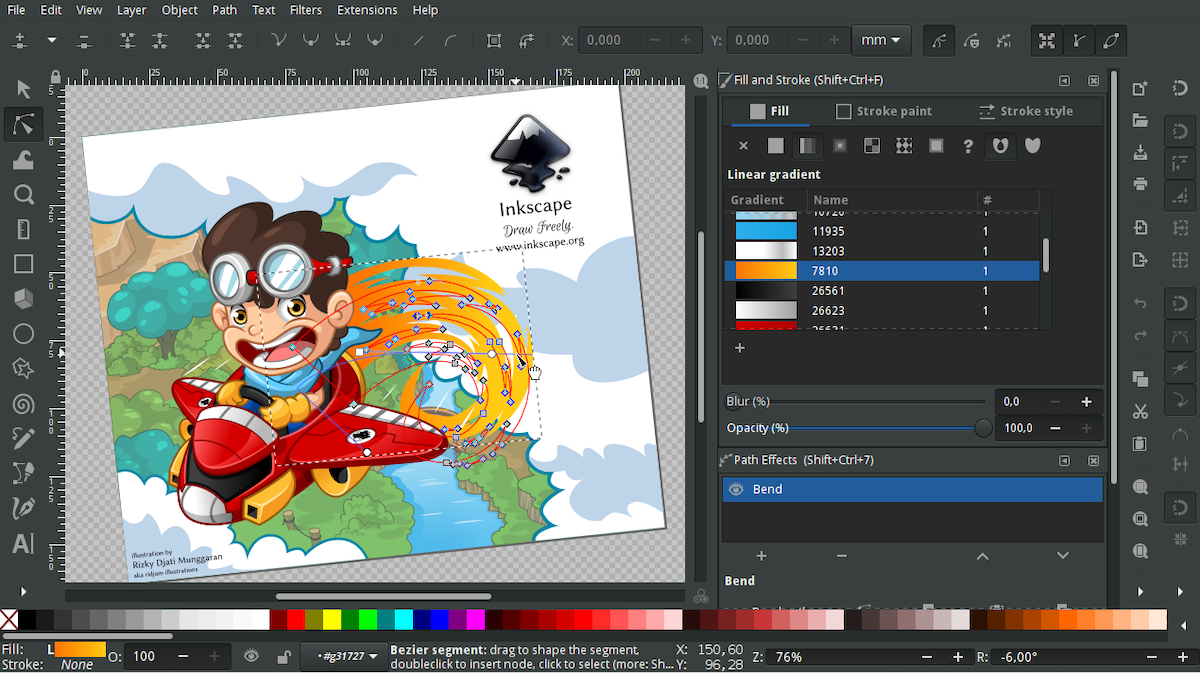 Inkscape's user interface with some artwork