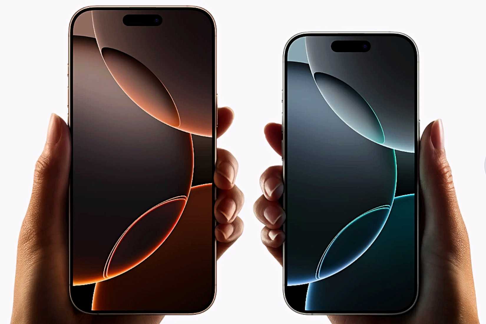 Un iPhone 16 Pro y Pro Max con diseño moderno, pantalla grande y bordes elegantes, exhibidos sobre un fondo minimalista.