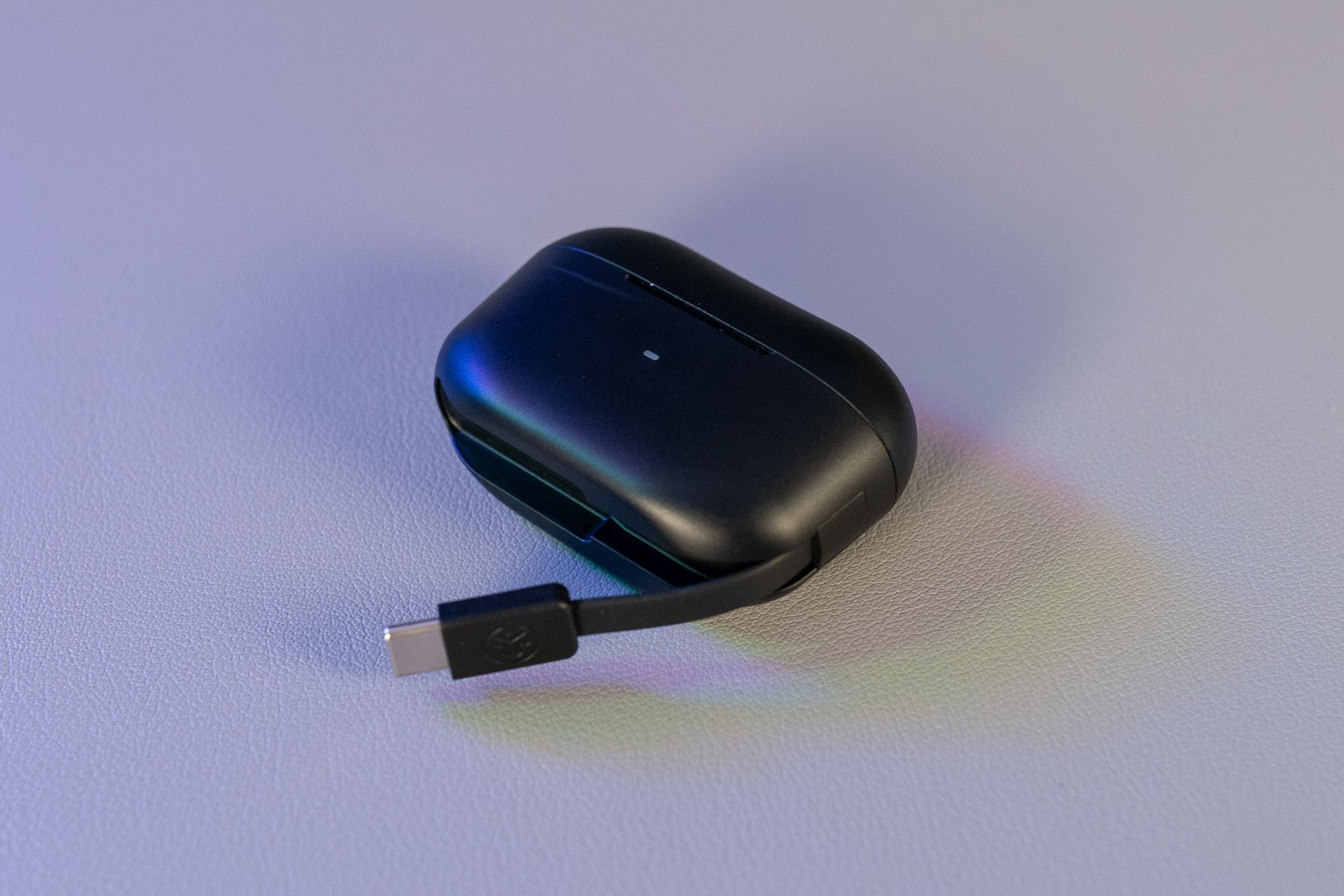 Jbuds charging case with cable exposed