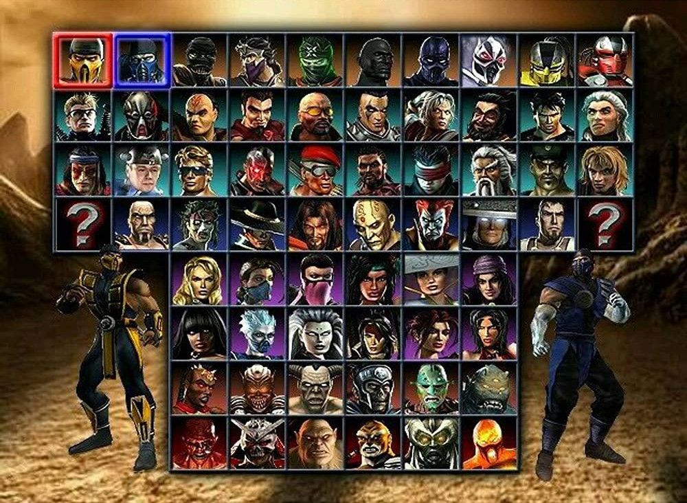 Character select screen from Mortal Kombat: Armageddon.