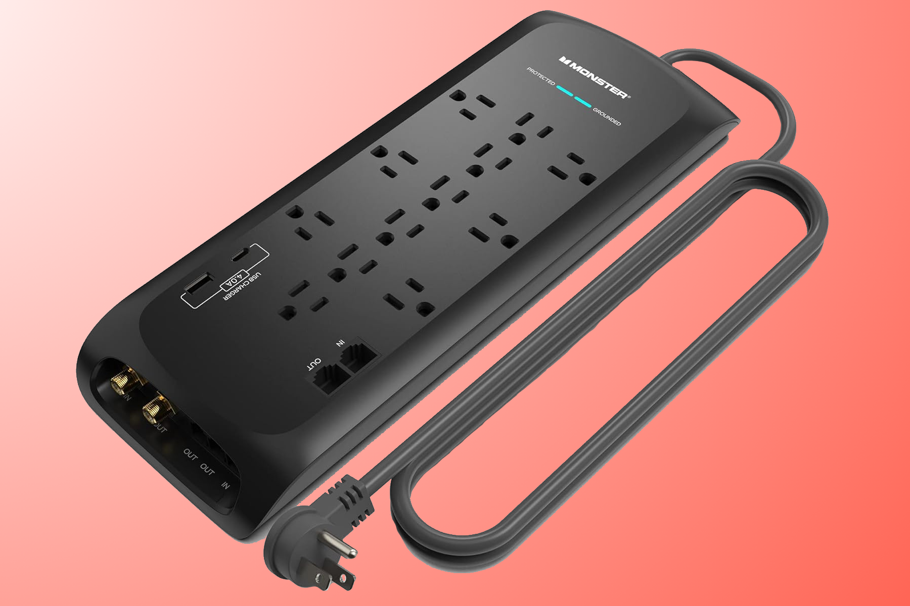 monster 5007 heavy duty surge protector with right angle plug