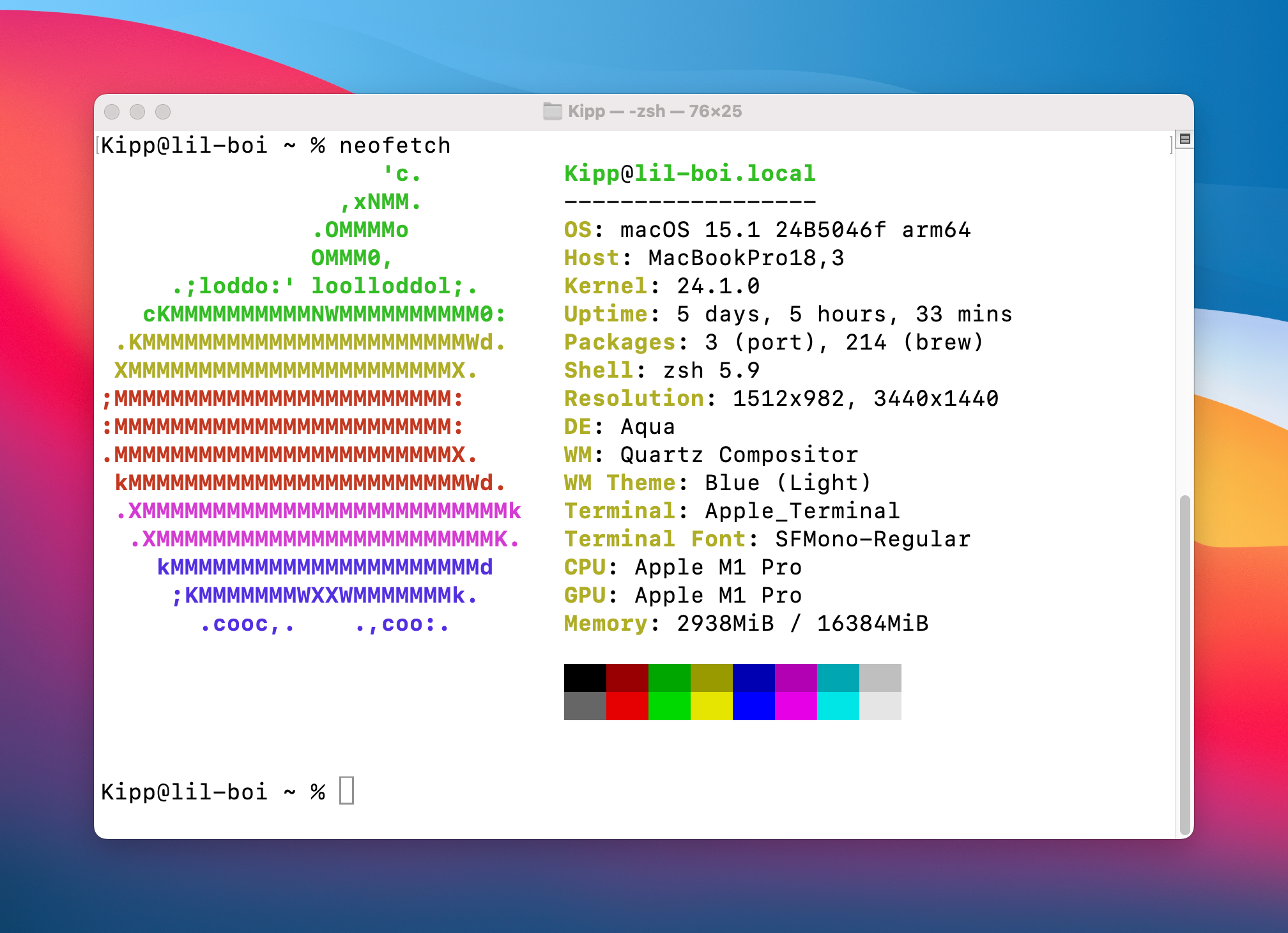 Neofetch in the Mac Terminal.