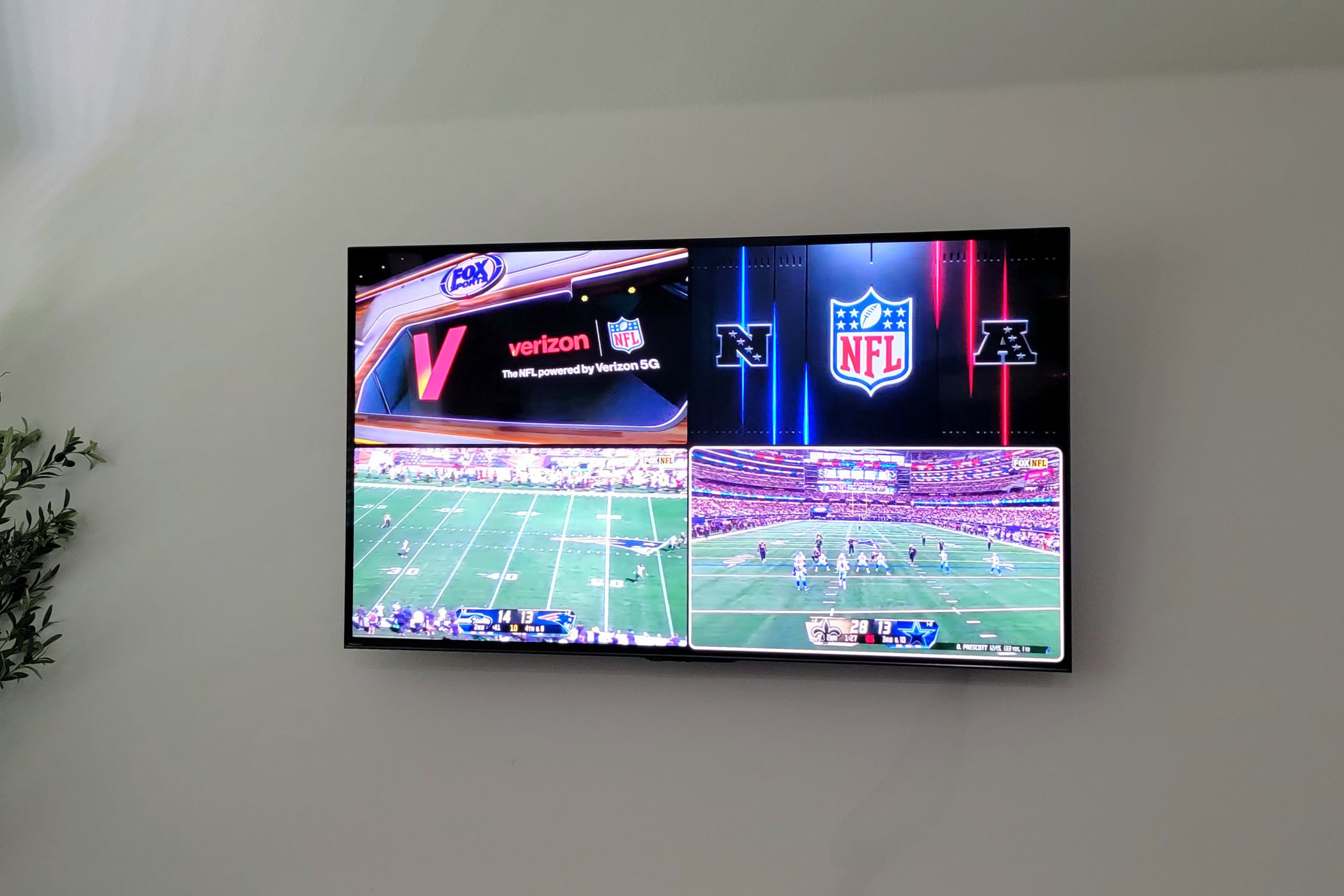 YouTube TV multiview showing four NFL games