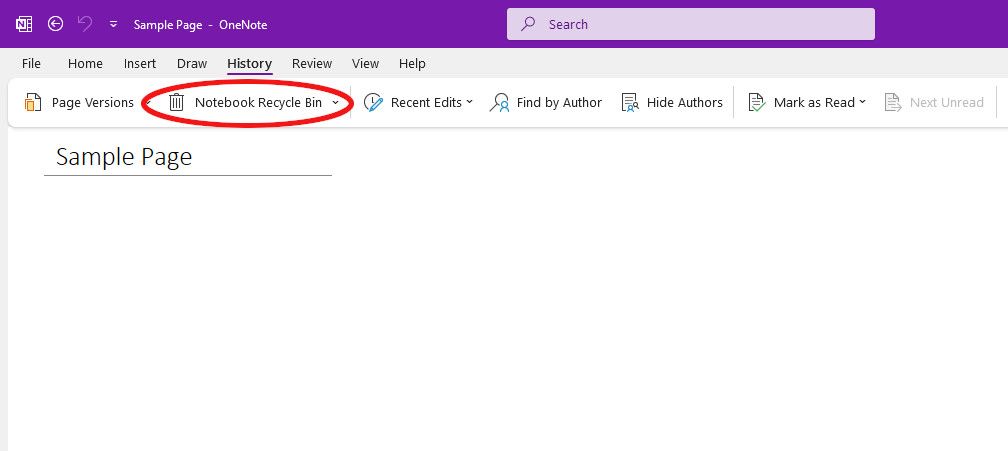 The Notebook Recycle Bin in OneNote