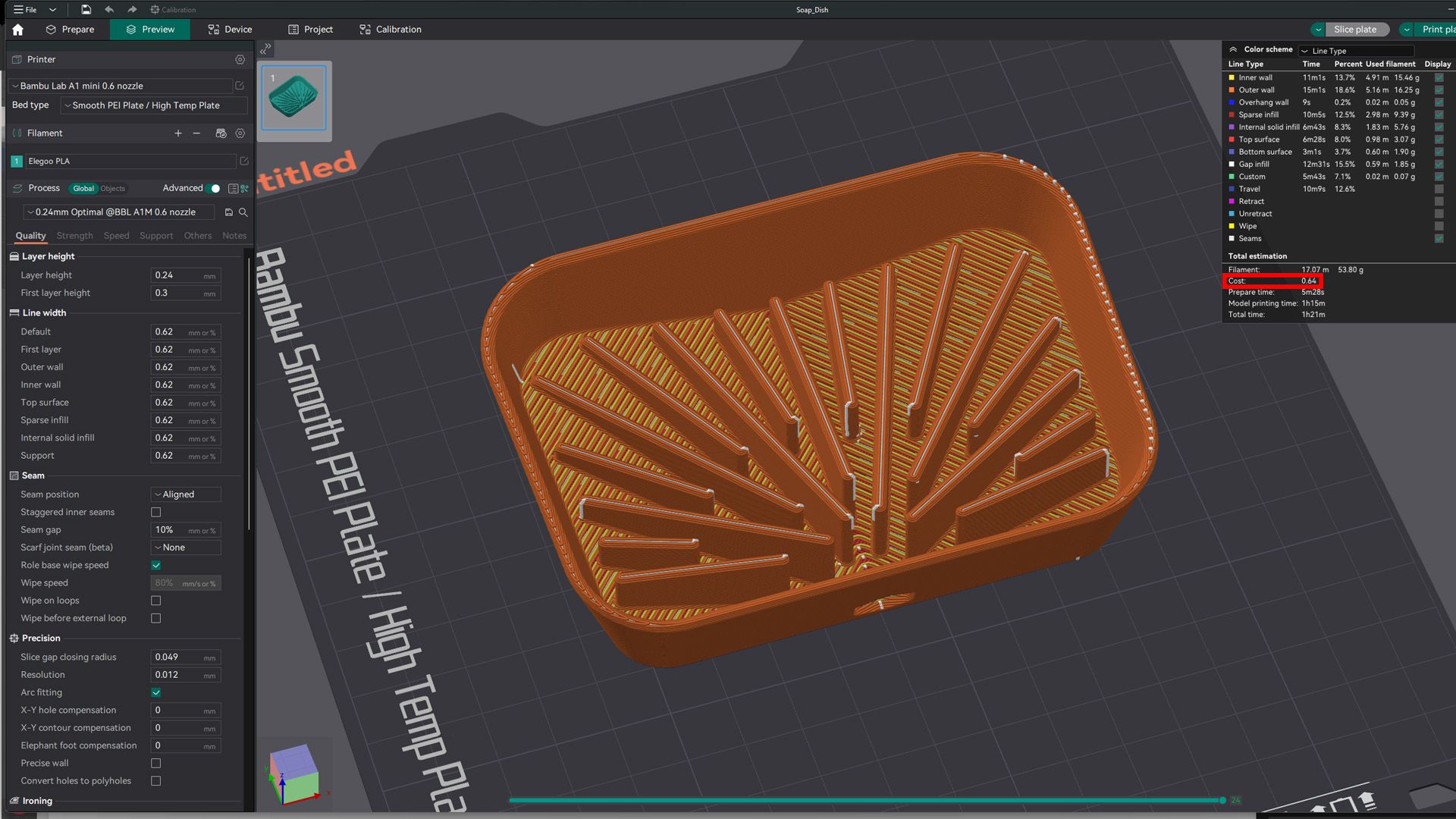 Orca Slicer 3D Print Cost