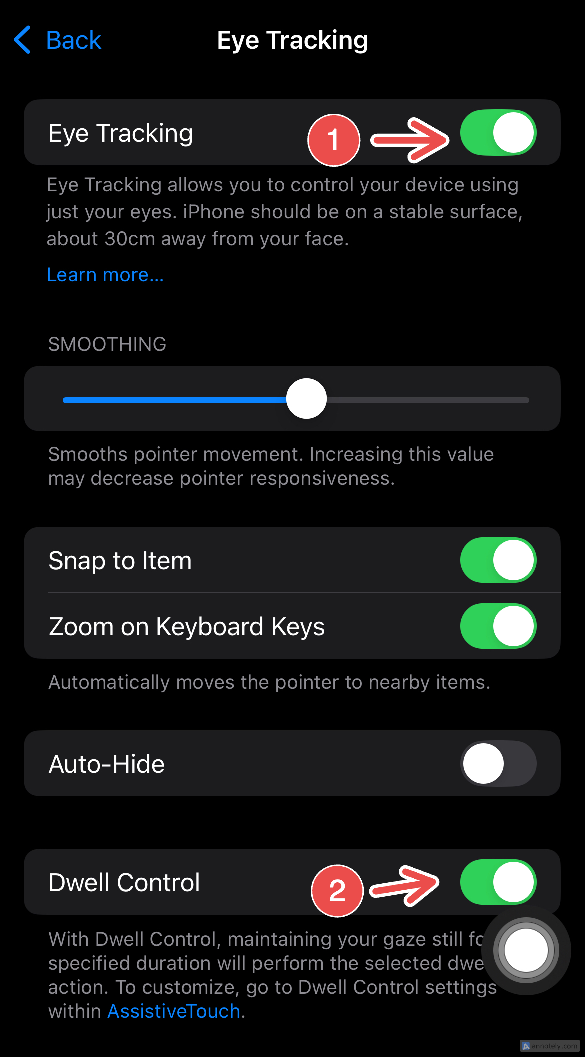 Eye Tracking in accessibility features for iPhone. 