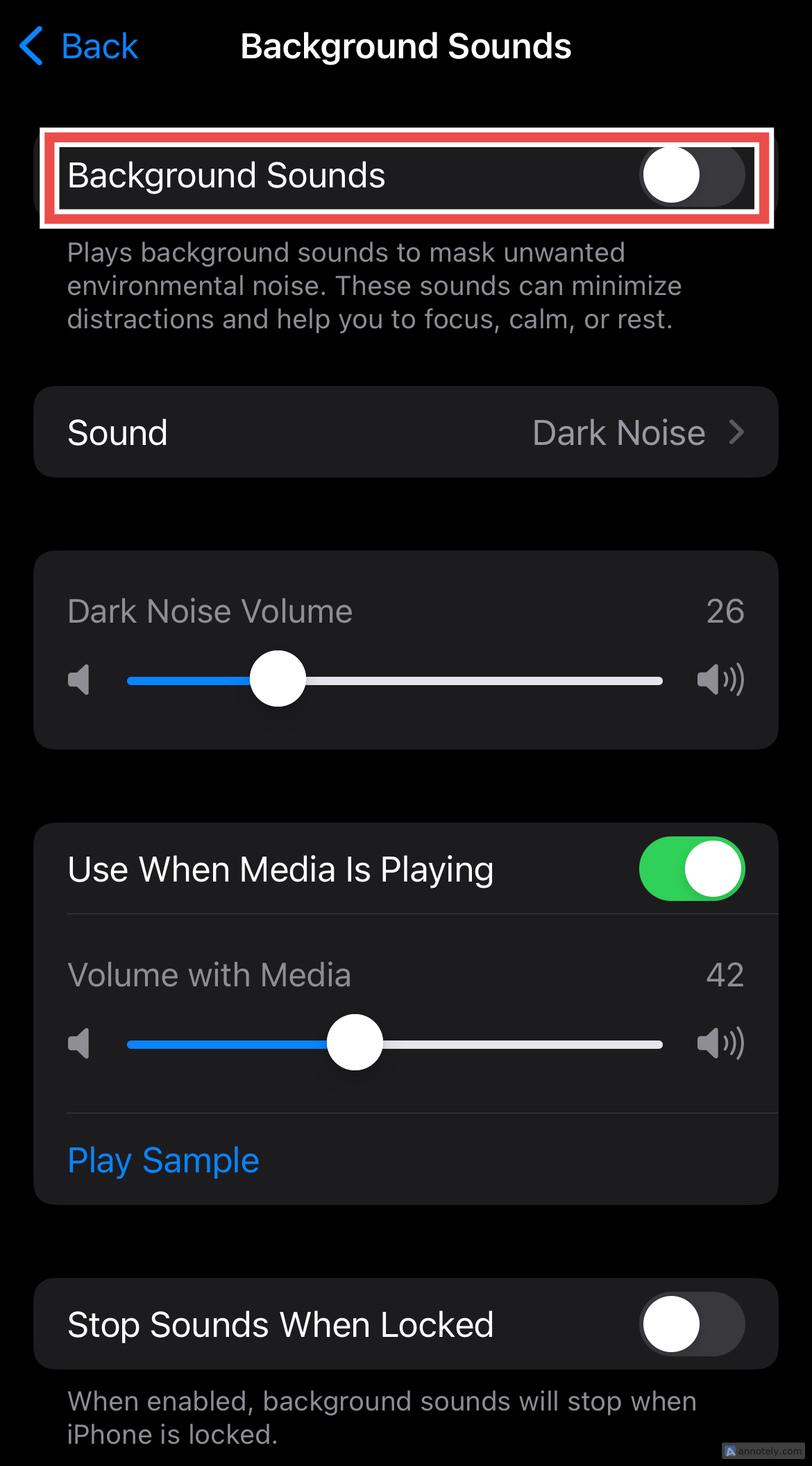 Background Sounds on iPhone.