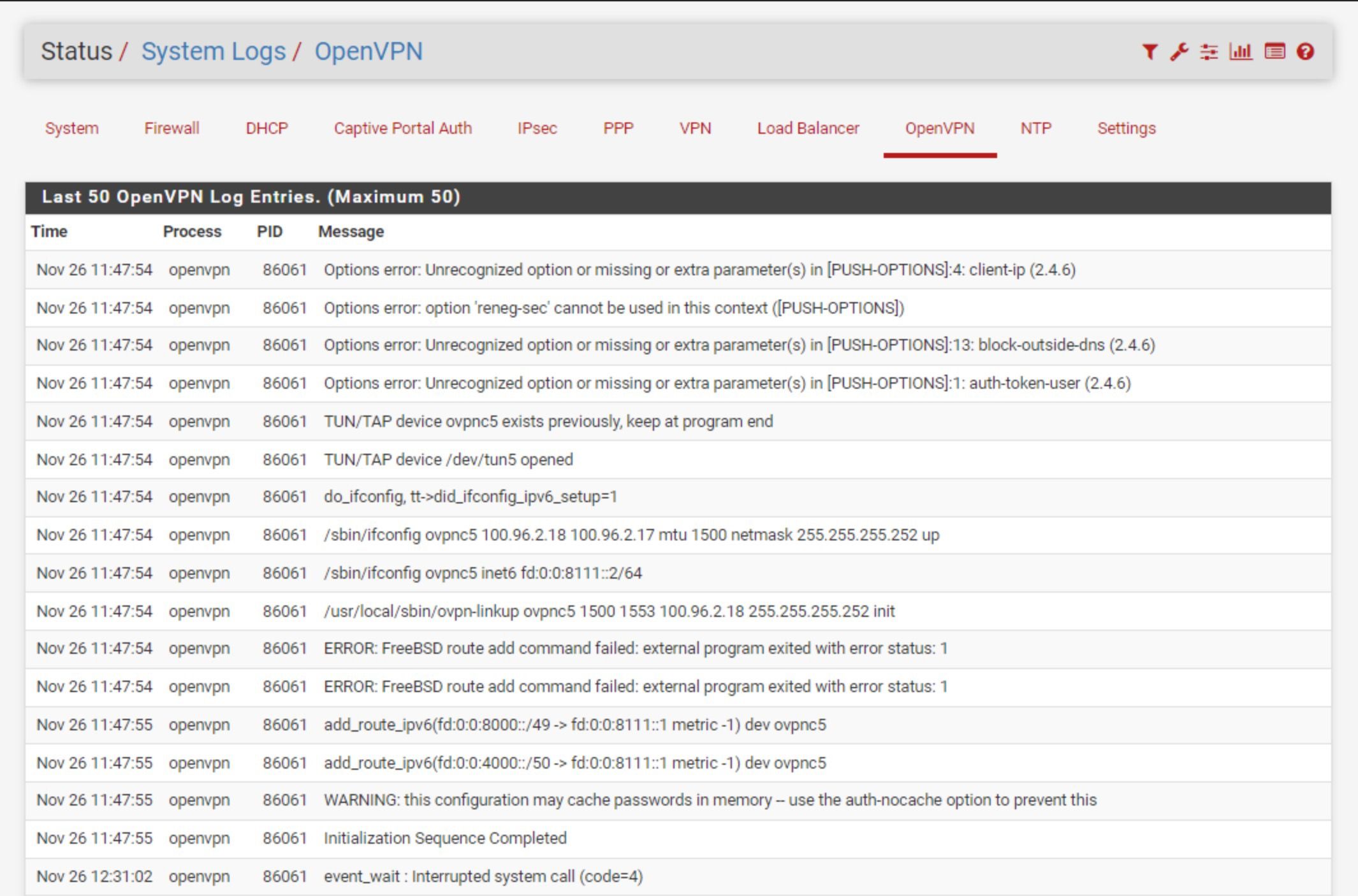 pfSense provides detailed logging with filtering capabilities.