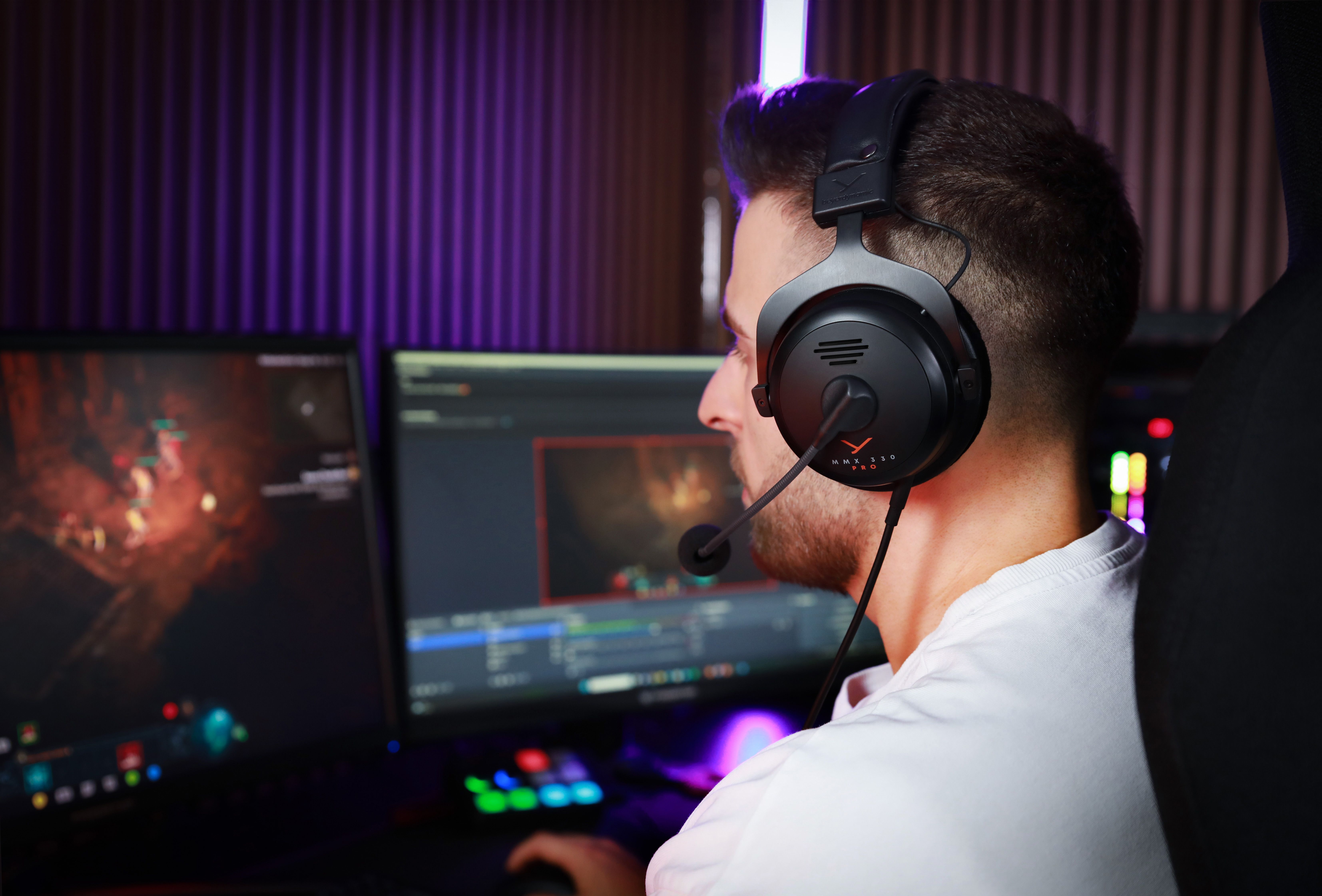 Gamer wearing the MMX330 PRO headset.