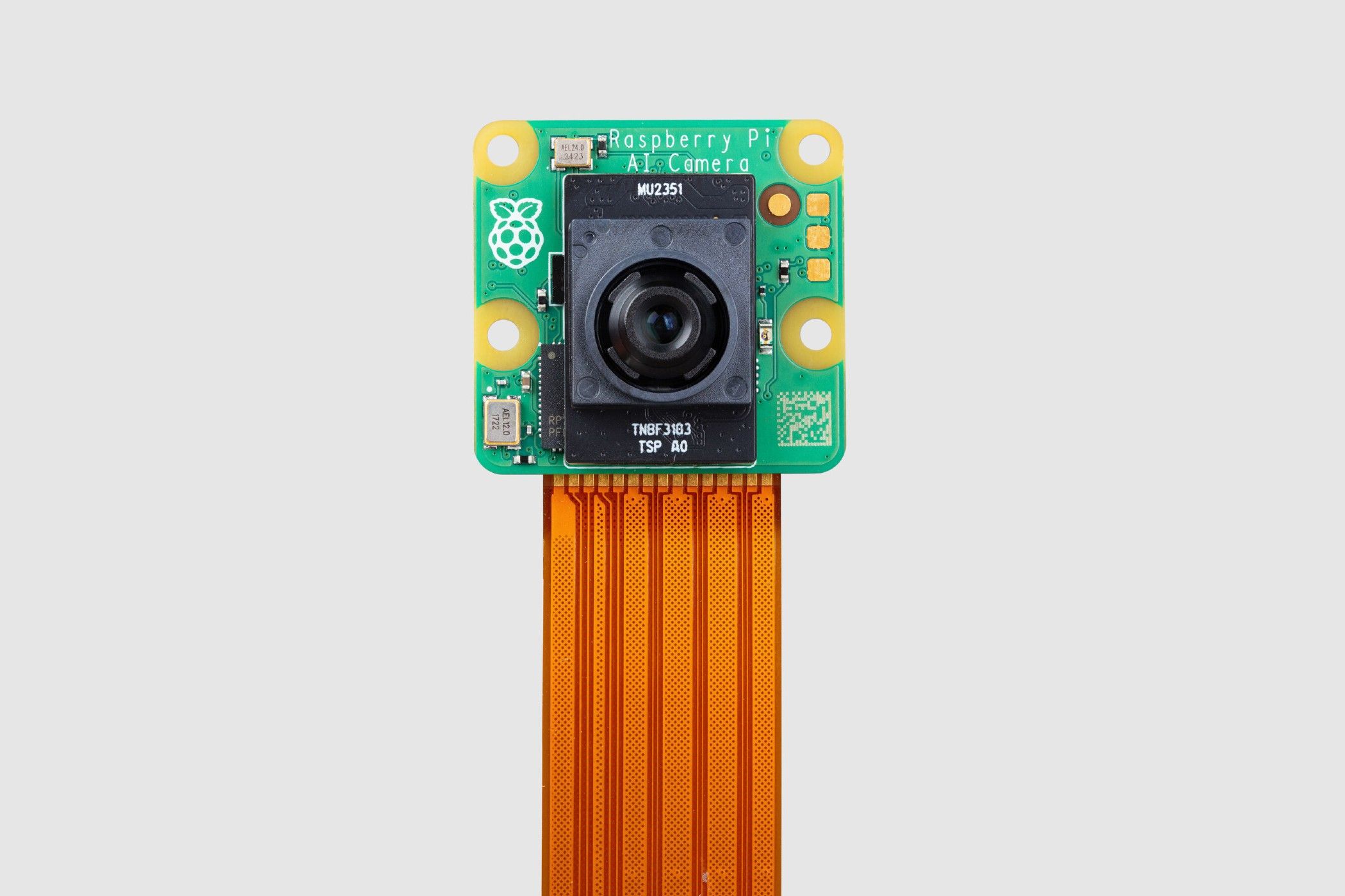 raspberry pi ai camera on green chip