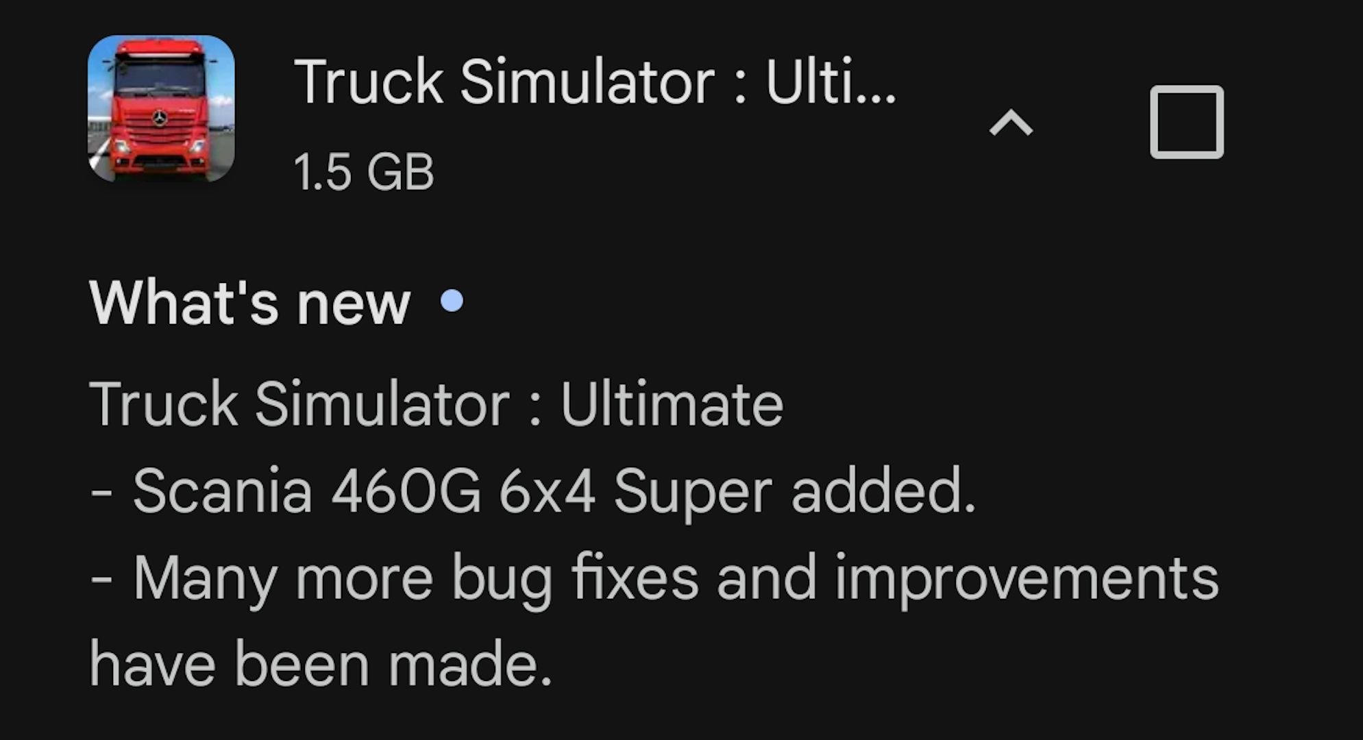 Notas de atualização recentes para Truck Simulator: Ultimate no Google Play.