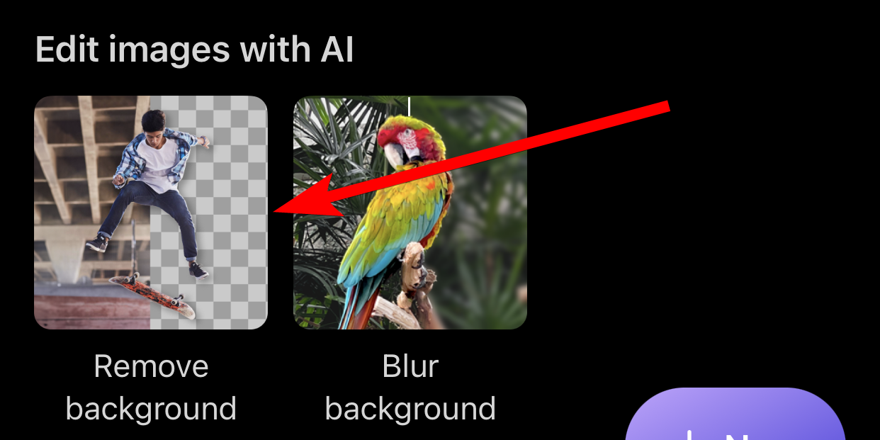 The "Remove Background" option in the Microsoft 365 app on iPhone.