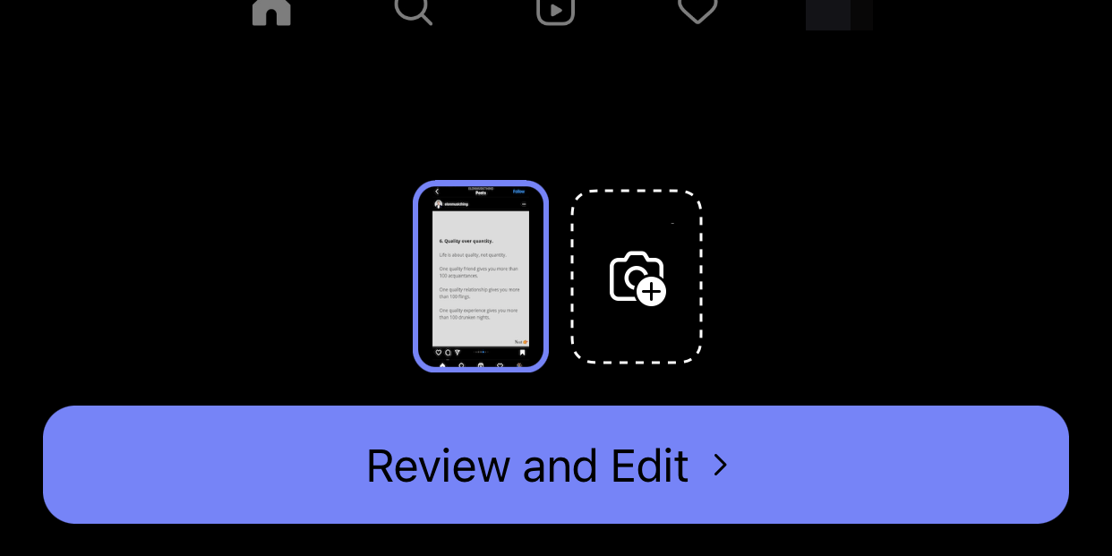 The "Review and Edit" button in the Microsoft 365 app on iPhone.