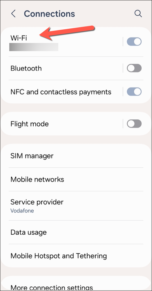 In the Connections menu, tap Wi-Fi.