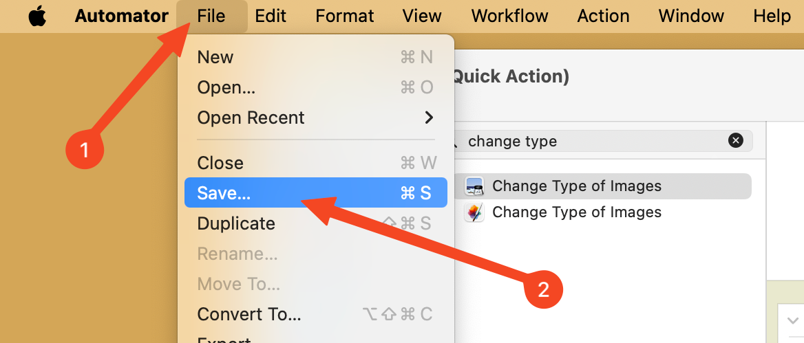 Save the Quick Action in Automator.