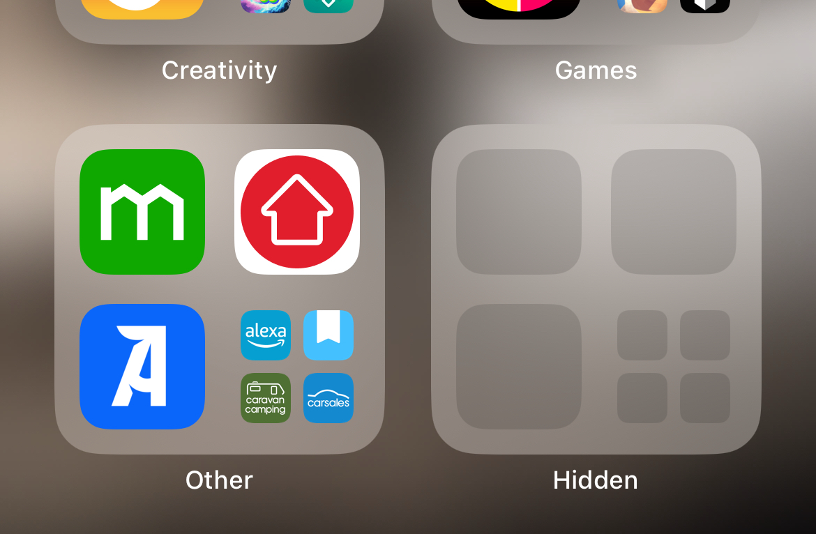 The "Hidden" folder in the App Library on iPhone.