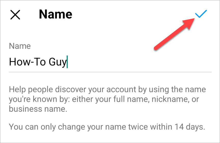 Type out new name and tap on the checkmark button