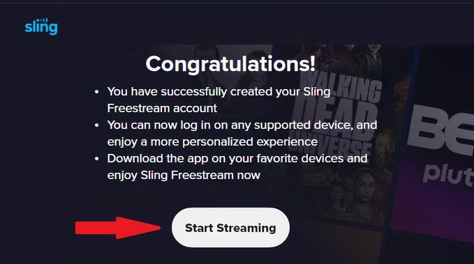 Start streaming Freestream.