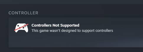 A message stating that a game on Steam does not support controllers.