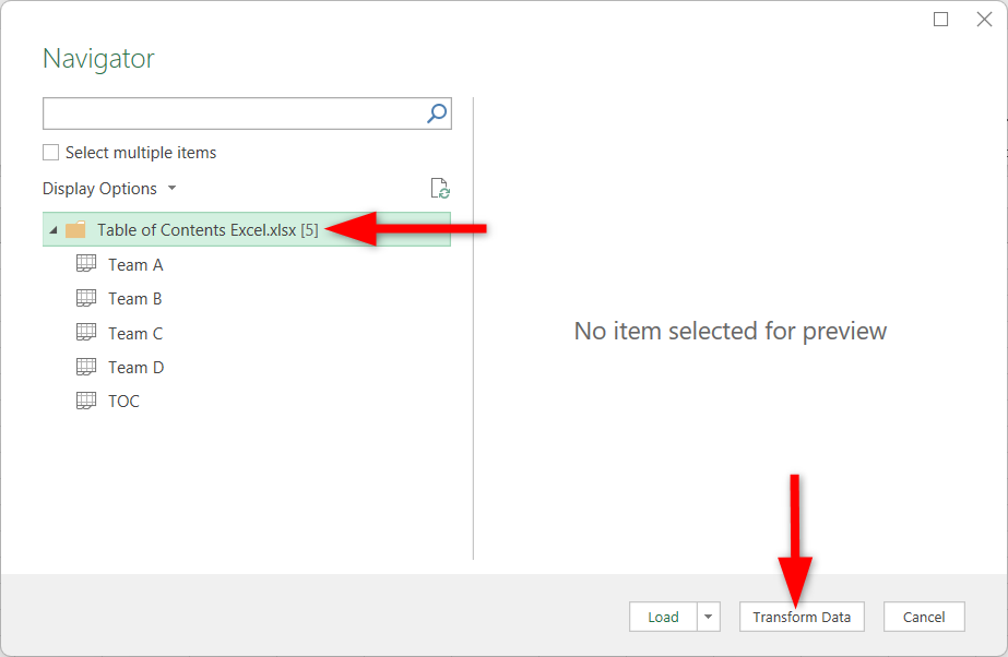 Transforming the data of the entire Workbook.