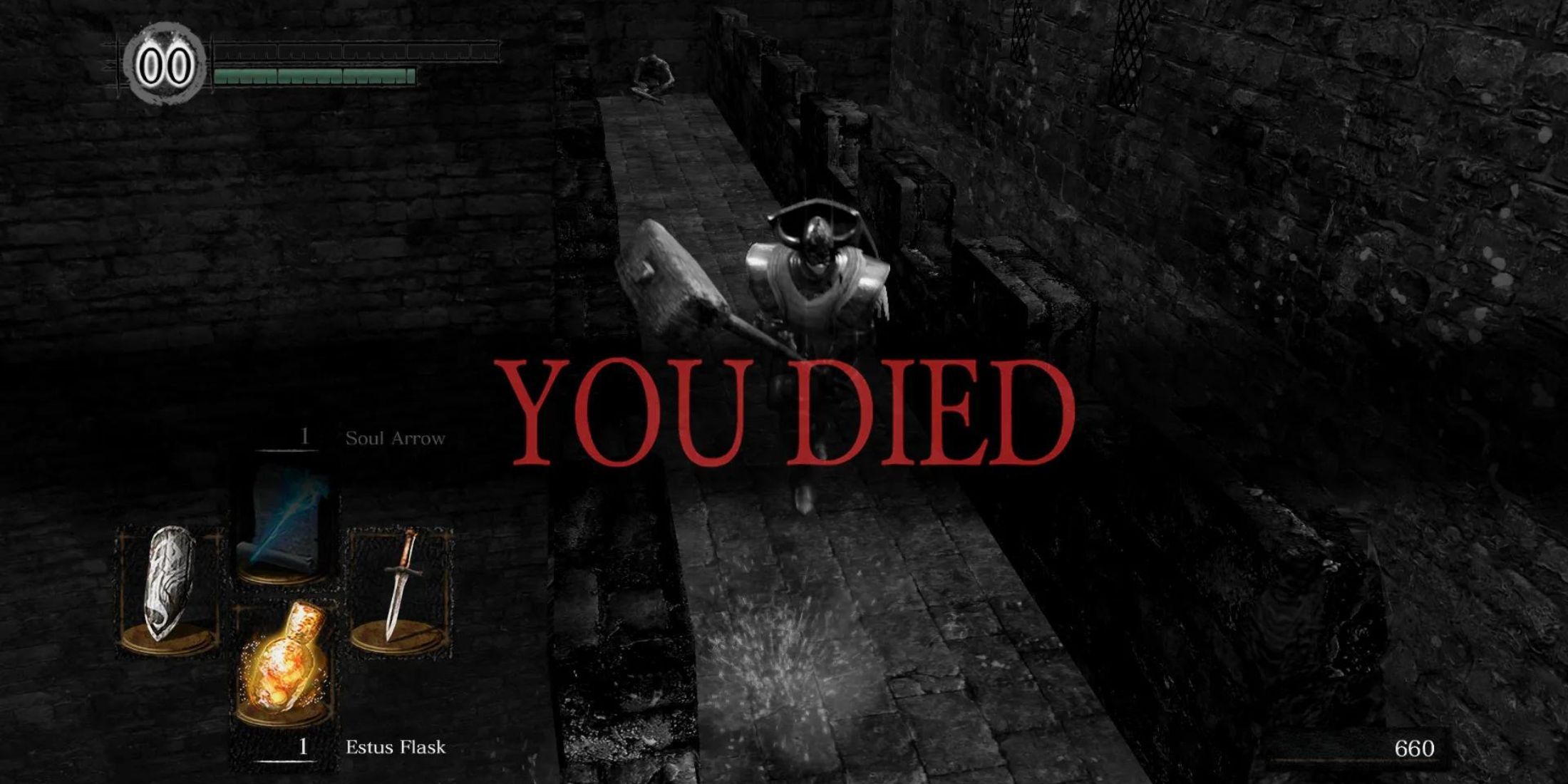 The death screen from Dark Souls Remastered.