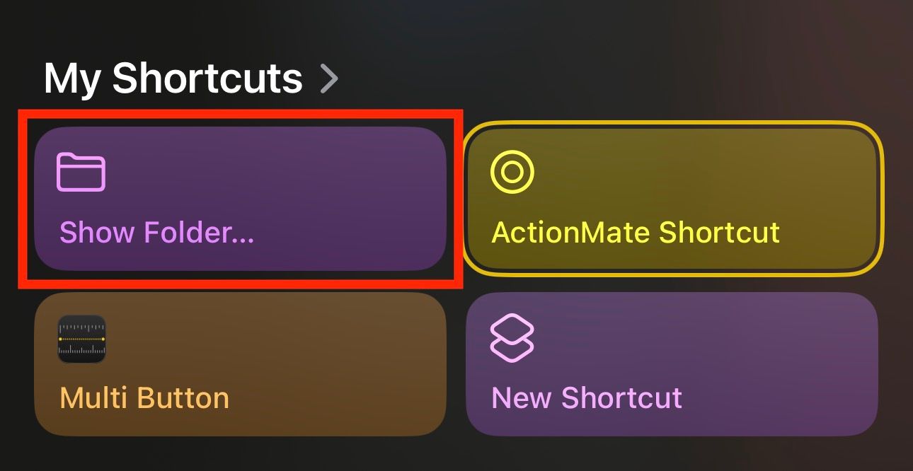 Selecting Show Folder option to choose a folder to map to the Action button.