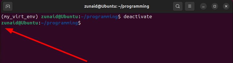 Virtual Environment successfully deactivated on Linux.