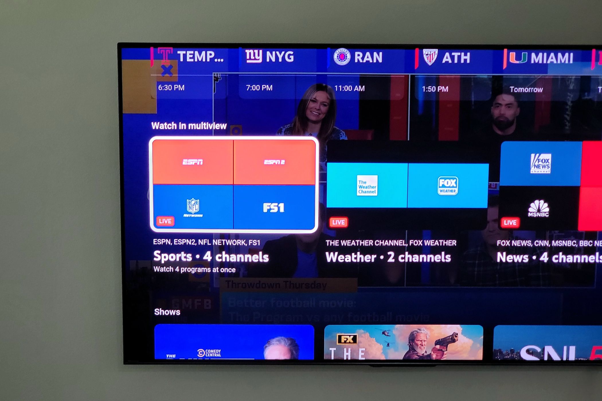 choosing a multiview on YouTube TV