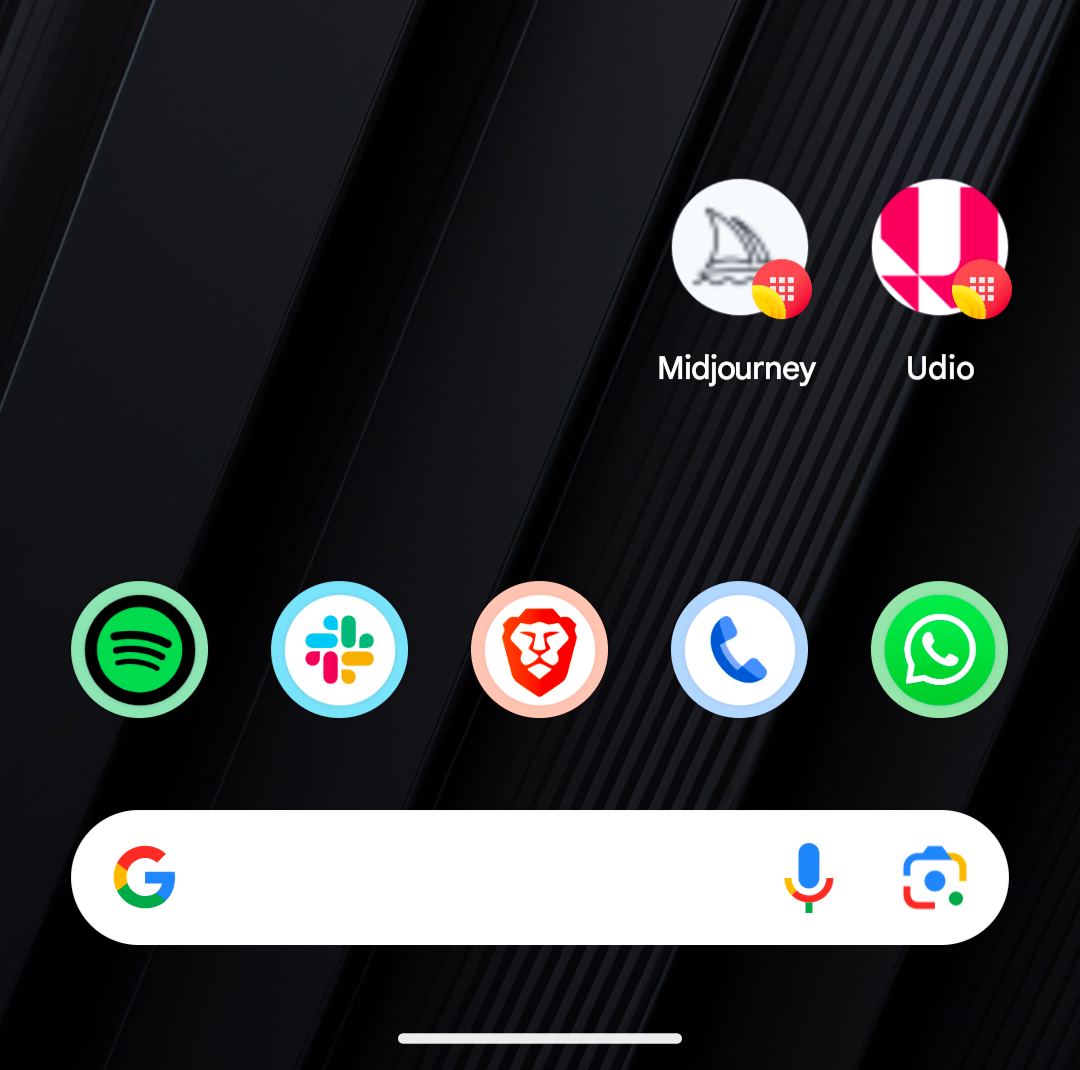 Midjourney and Udio as Android home screen apps