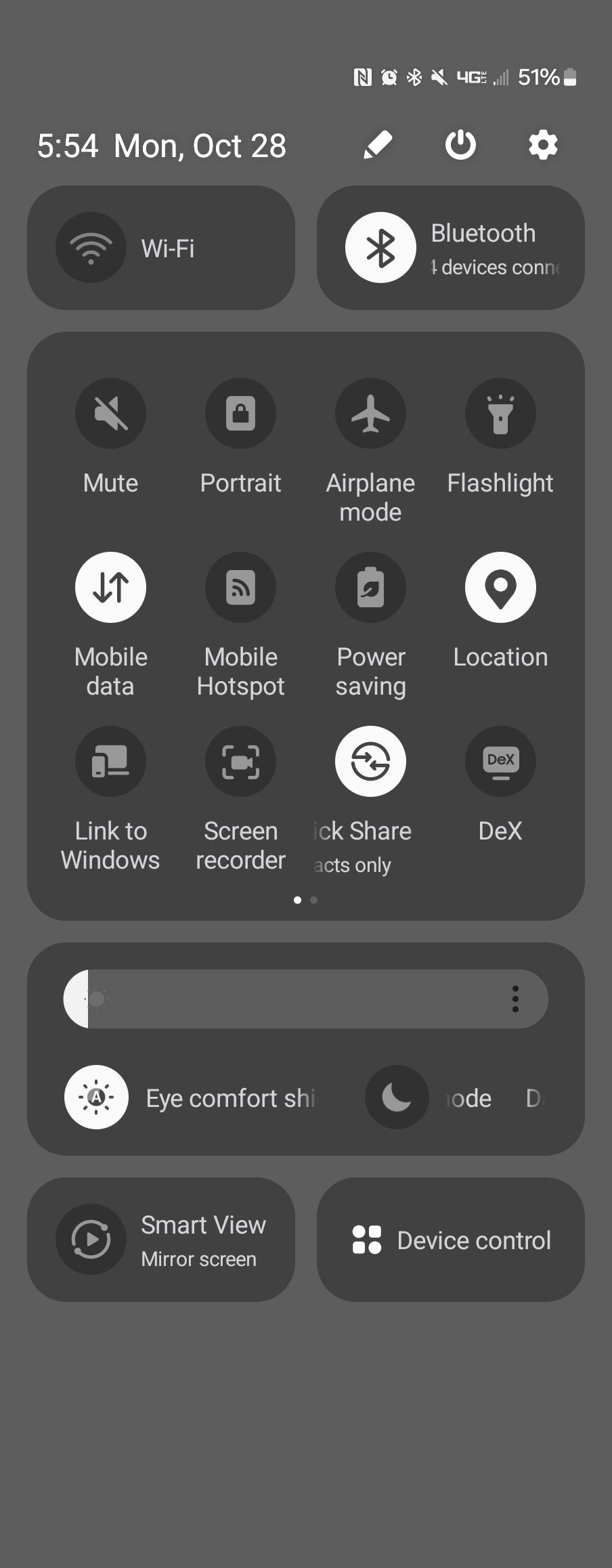 Quick settings menu on a Galaxy Z Fold 5