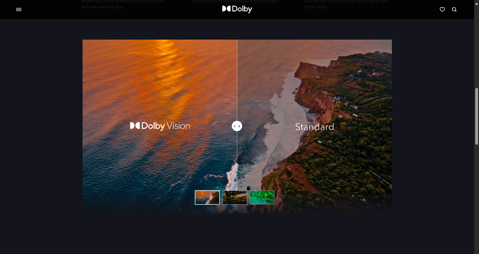 An image showing the difference in TV visual fidelity between Dolby Vision and standard definition.