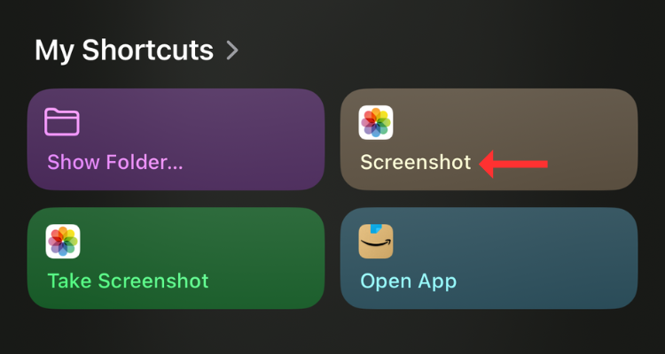 Screenshot of the My Shortcuts menu in the Choose a Shortcut menu for Action Button.