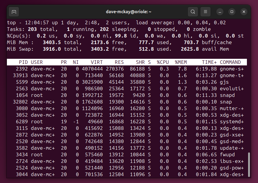 THe top program showing the two instances of the gobble process have been terminated.