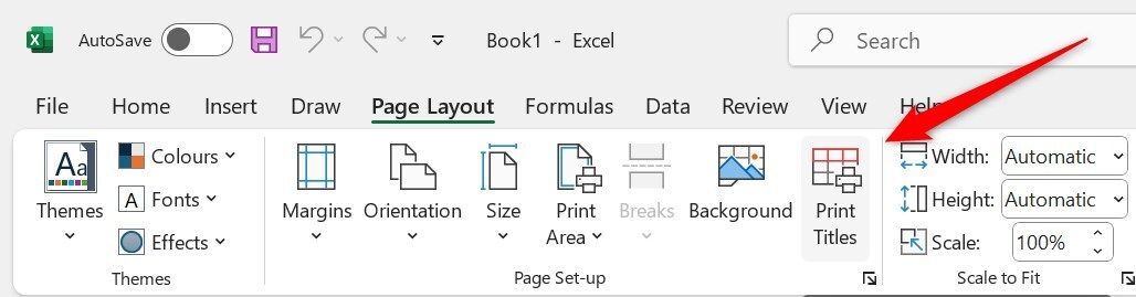 Adding a print titles in Excel.