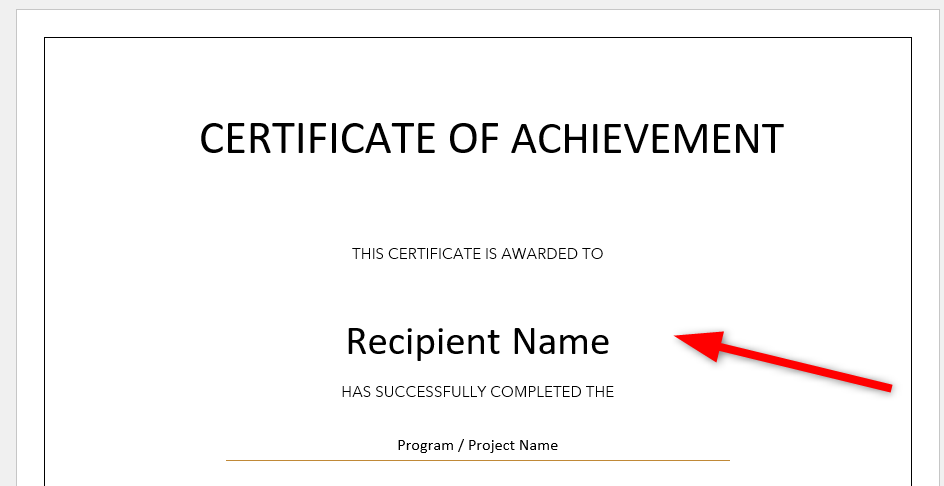 Adding body text to certificate.