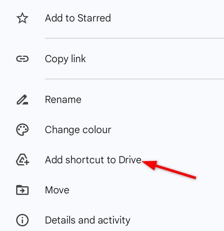 Adding shortcut to Drive.