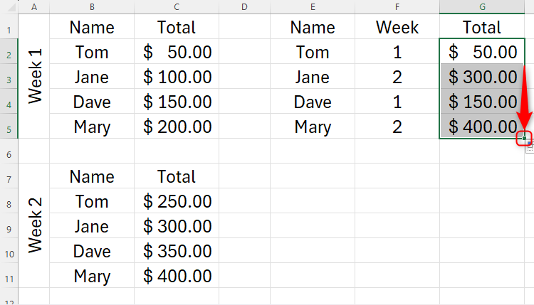 An Excel sheet containing the INDIRECT function used within a VLOOKUP formula, and this formula is expanded to the remaining empty rows.