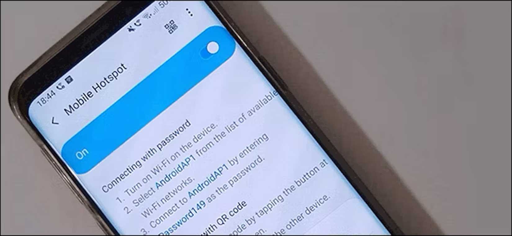 Mobile Hotspot settings menu on an Android smartphone.
