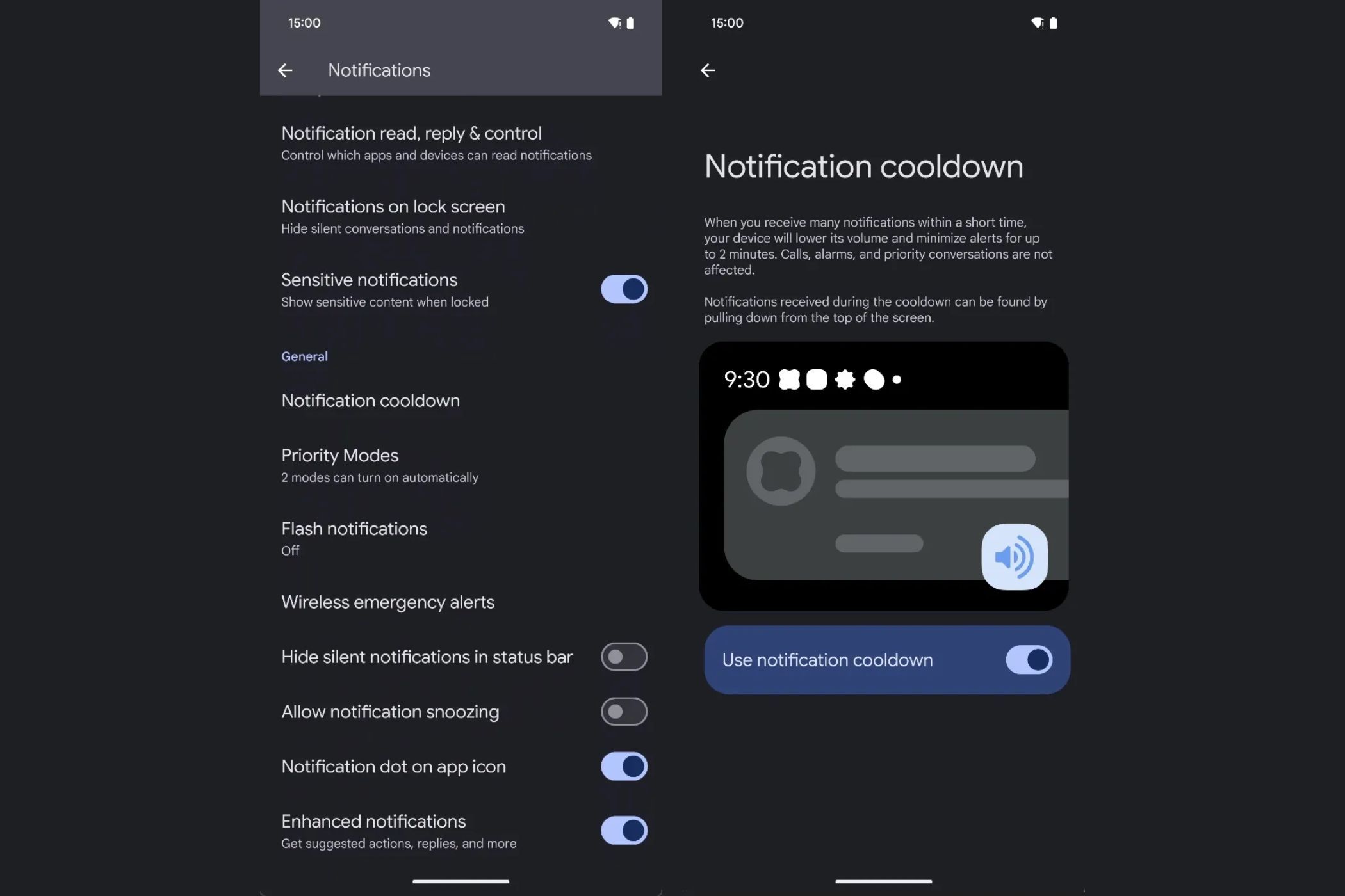 Android notification cooldown