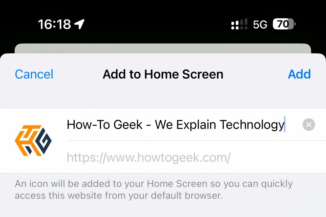 Adding a website to the Home Screen in Safari for iPhone.