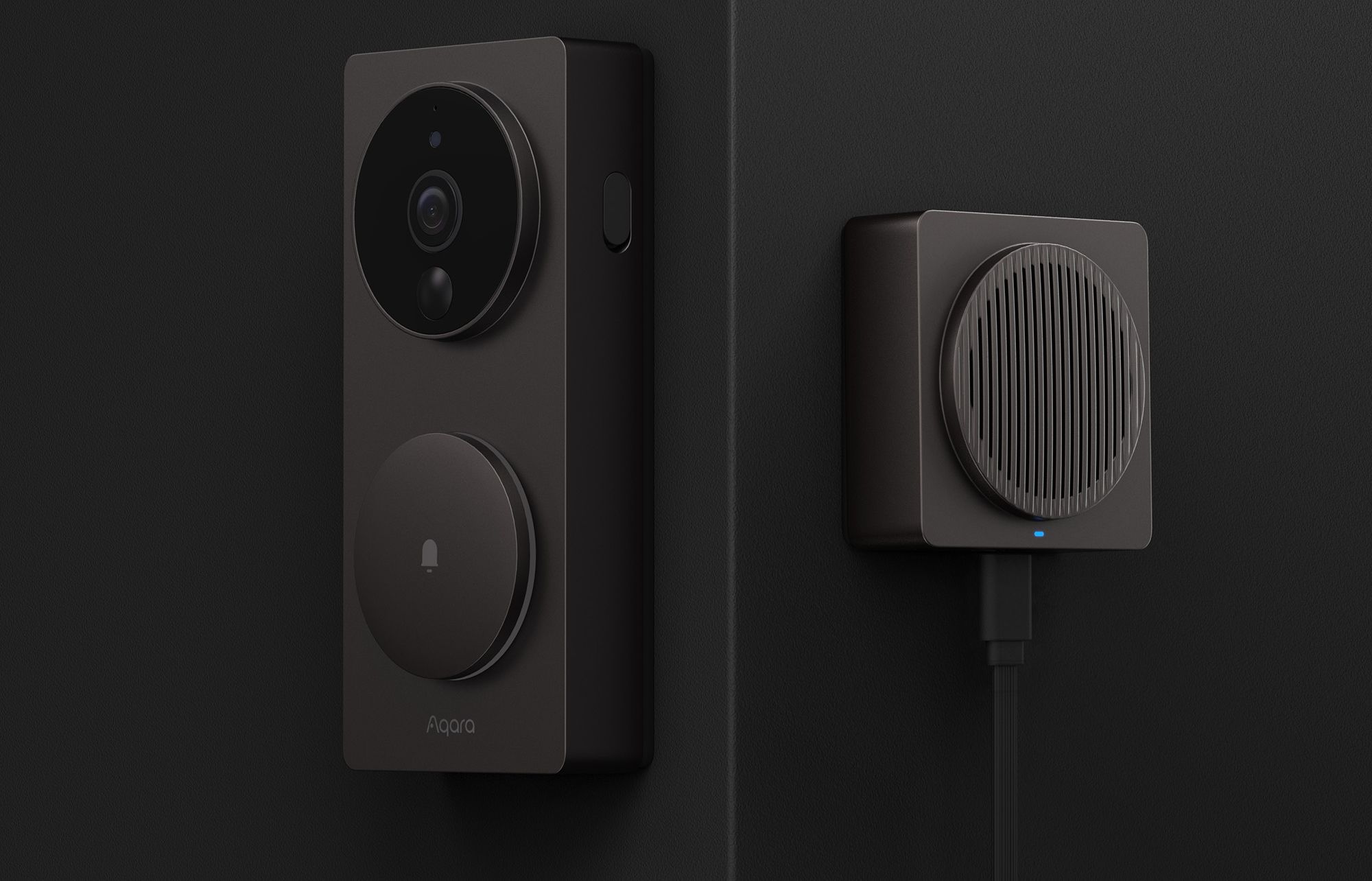 Aqara video doorbell g4 on a black background.