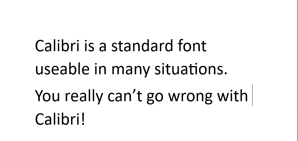 Text written in the Calibri font